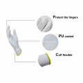 13 Gauge White Nylon Liner Knit Wrist White PU Coated Gloves